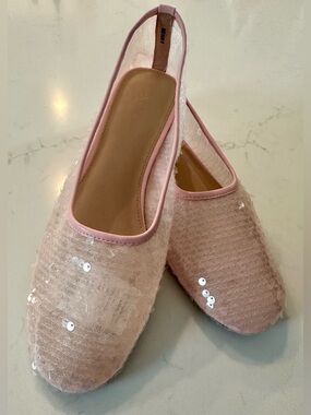 Aqua Private Label Giana Blush Pink Sequin Slip-On Flats Size 8 $108